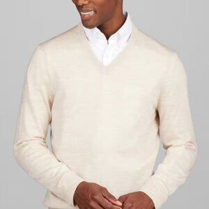 Jos. A. Bank Tailored Fit Merino Wool V-Neck Sweater -colour:Oatmeal